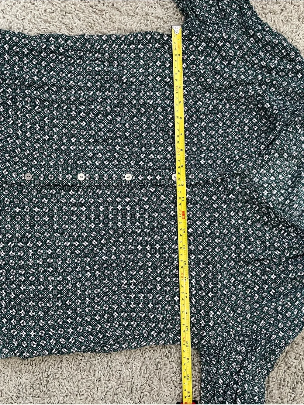J. Jill Teal Green Printed Button-Front Blouse - Picture 9 of 11